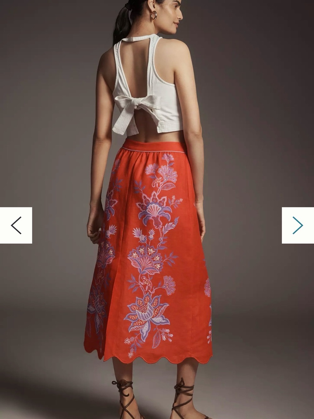 Farm Rio Porcelain Garden Linen Midi Skirt - Picture 3 of 7